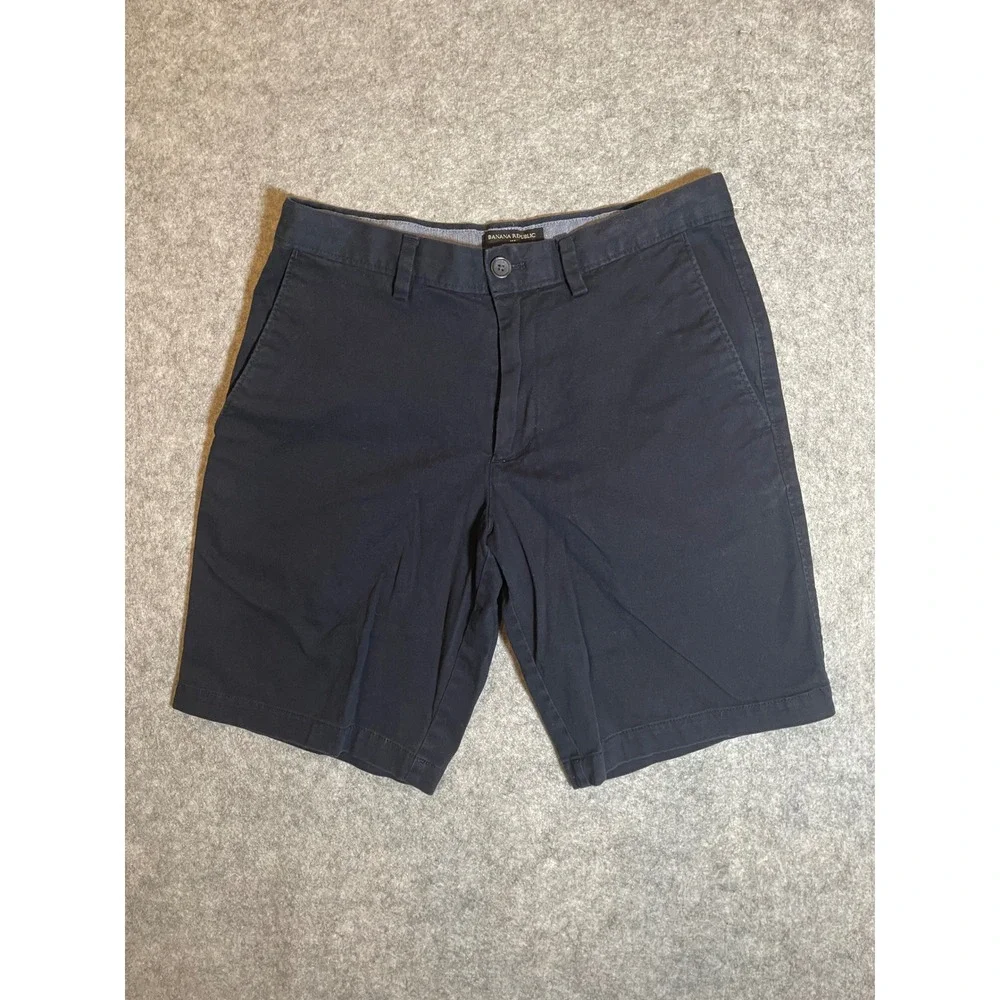 Banana Republic Aiden Shorts Mens 30 Navy Blue Slim Fit Chino Stretch Cotton